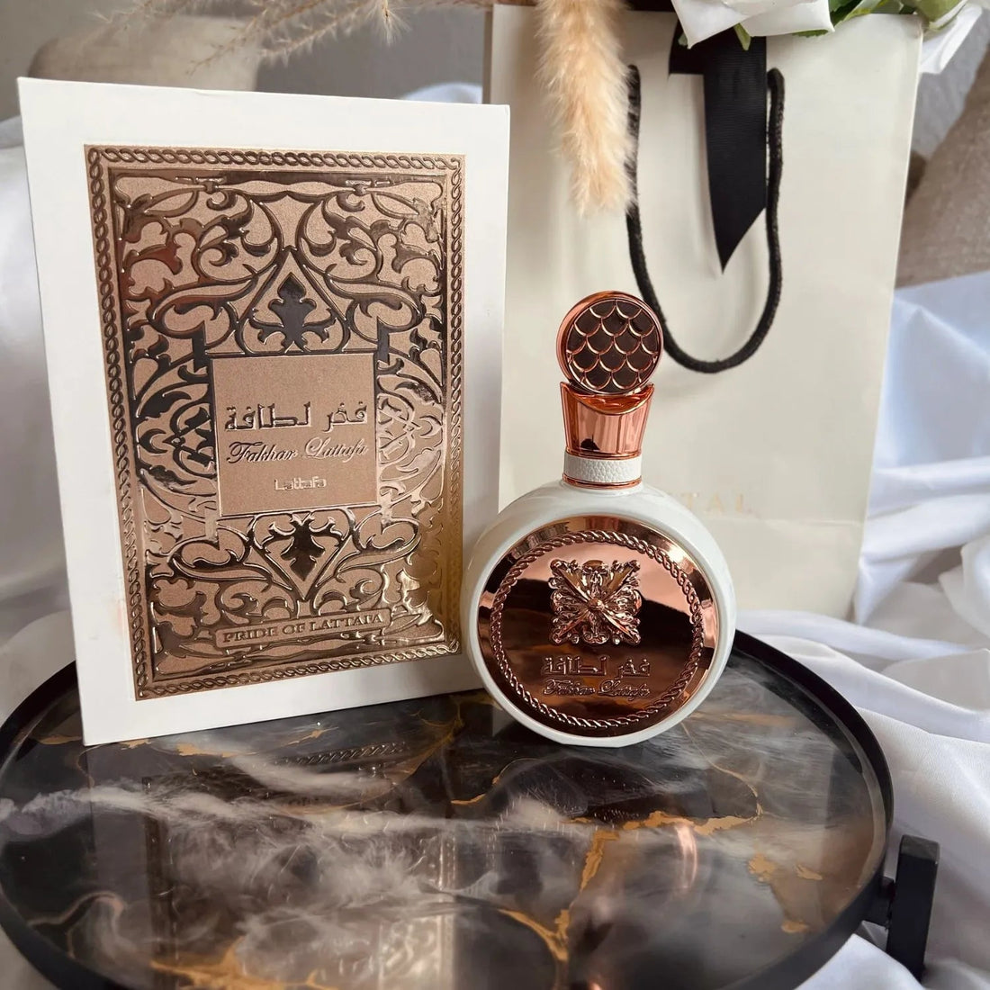 Perfume with rose, jasmine, and musk notes